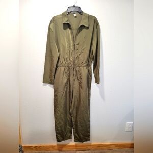 Utility Jumpsuit Size M Olive Night Green Polyester Zip‎ Front Zella Armycore